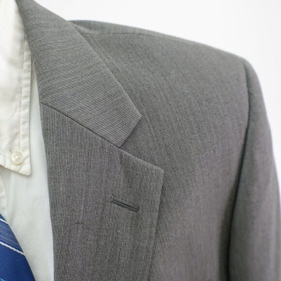 Joseph & Feiss Wool 2 Piece Suit 40S Gray Striped 44/29 Flat Front High Rise 2 B - Picture 7 of 16